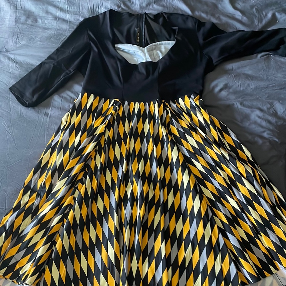 Vintage Laura Byrnes fall 2017 harlequin print dress